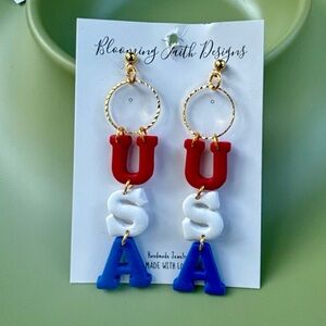 USA Earrings - Red, White, and Blue